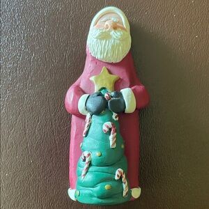 VTG Jillian Hand Sculpted Father Christmas with Tree and candy canes